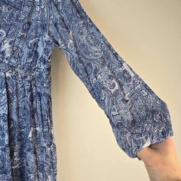 Rachel Zoe Tiered Maxi Dress S Blue Floral Paisley Boho Chic Cottagecore NEW - Picture 10 of 16
